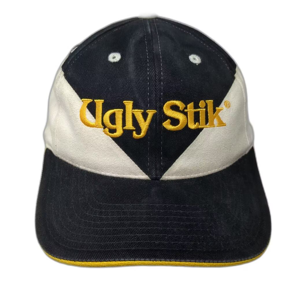 Ugly Stik Baseball Cap Black White Hat Slideback One Size OS Embroidered Logo
